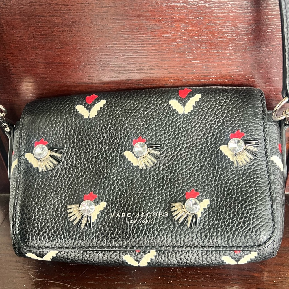 Marc Jacobs Black Crossbody Bag with Red and Cream Accents